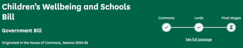 Current status of the Children's Wellbeing and Schools Bill?